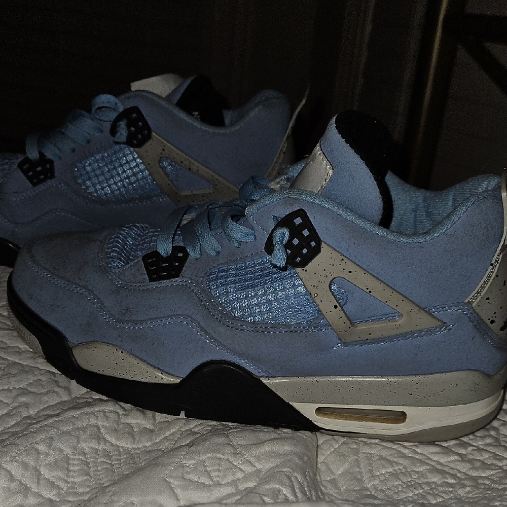 Jordan Kids Light Blue Suede Sneakers with Black Accents